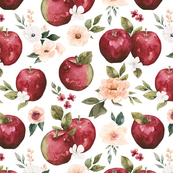Apple Floral in White