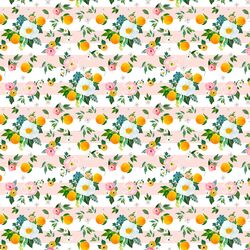 Small Orange Blossoms in Sunrise Pink Stripes