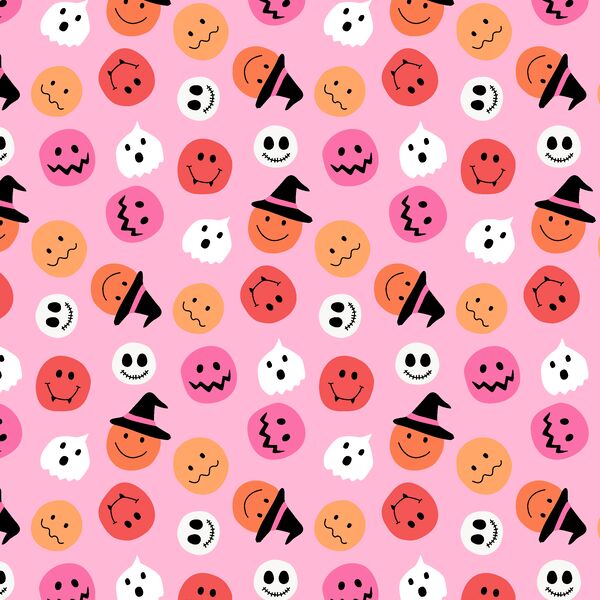 Smiley Ghosts in Candy Pink