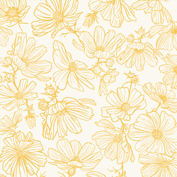 Floral Sketch in Lemon on Cream