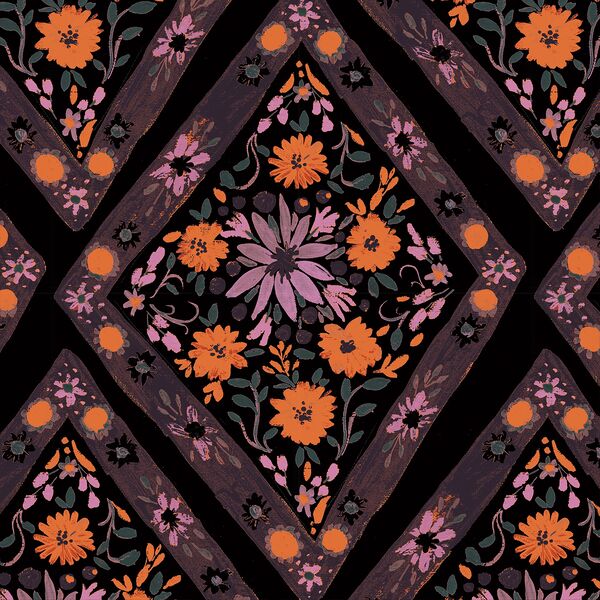 Folk Floral Diamond in Vintage Halloween