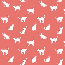 Cat Silhouette in Living Coral