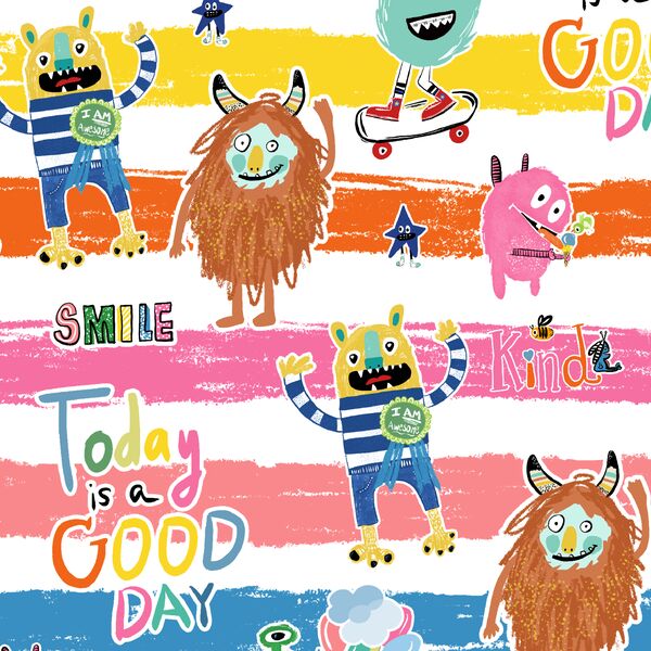 Big Monster Quotes in Rainbow Stripes