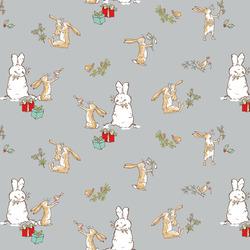 Bunny Scenes in Light Gray