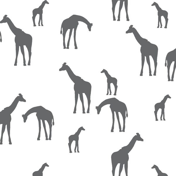 Giraffe Silhouette in Charcoal on White