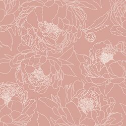 Large Sketched Garden in Vintage Pink