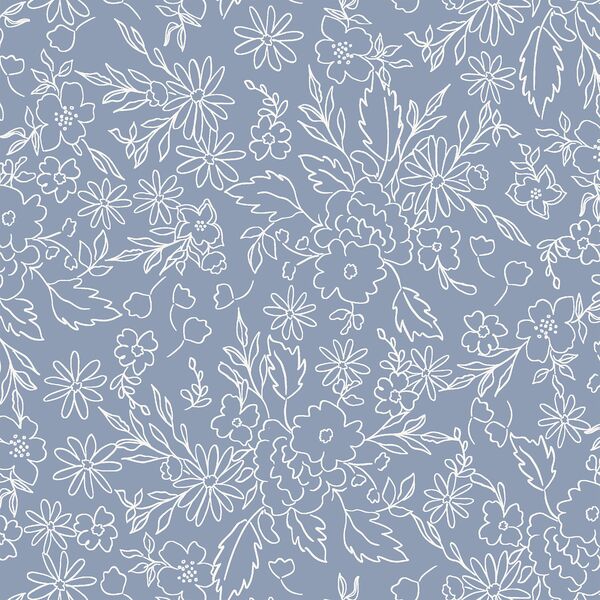 Floral Sketch in Periwinkle