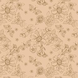 Sketched Florals in Peach
