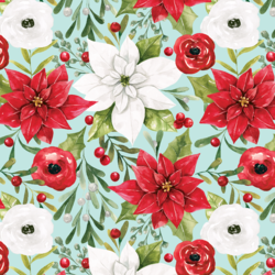 Holiday Floral in Aqua