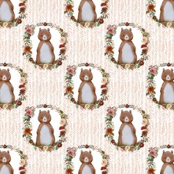 Small Woodland Bear in Shell Herringbone
