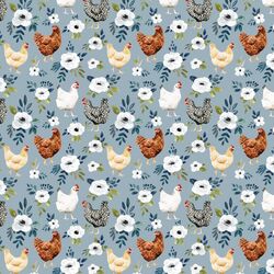 Little Garden Chickens in Slate Blue