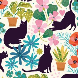 Large Feline Florals in Garden