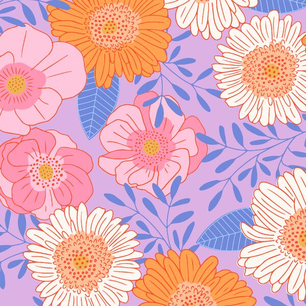 Large Blooming Floral in Lavender