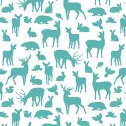 Forest Friends in Seafoam on White