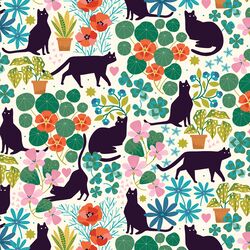 Feline Florals in Garden