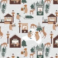 Holiday Village in Winter Birch