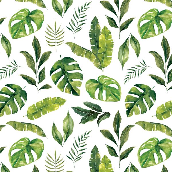 Jungle Leaves in White