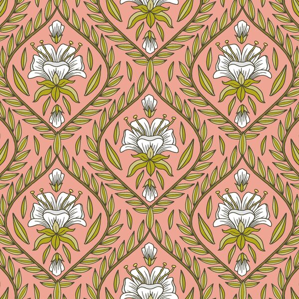Floral Vine in Warm Pink