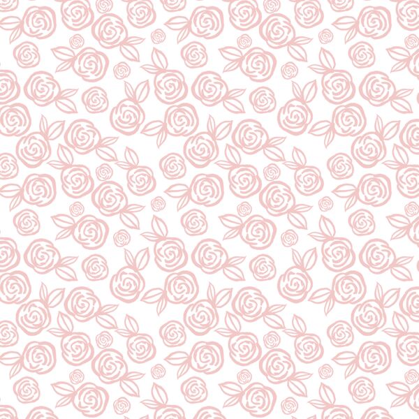 Little Tea Roses in Powder Pink on White