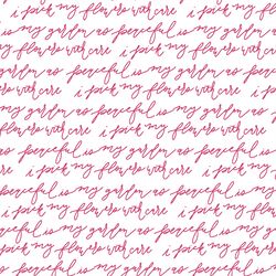 Peaceful is My Garden in Raspberry Pink on White