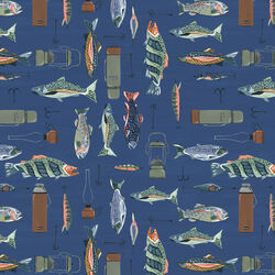 Fish on Grid in Blue