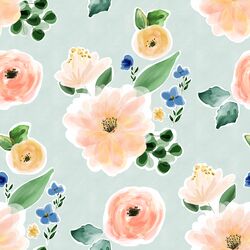 Large Citrus Floral in Iced Aqua