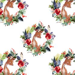 Small Boho Winter Deer in White
