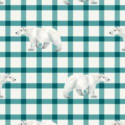 Polar Bear in Teal Plaid