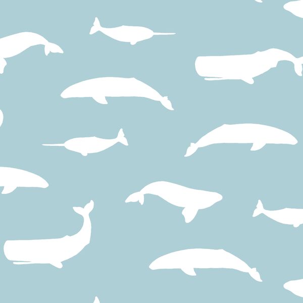 Whale Silhouette in Powder Blue