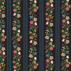 Floral Trellis Stripe in Black