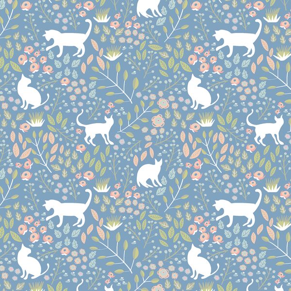Cat Garden in Blue