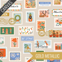 Holiday Stamps Canvas in Cream Metallic