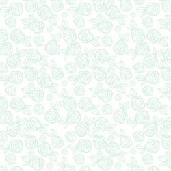 Little Tea Roses in Mist Green on White