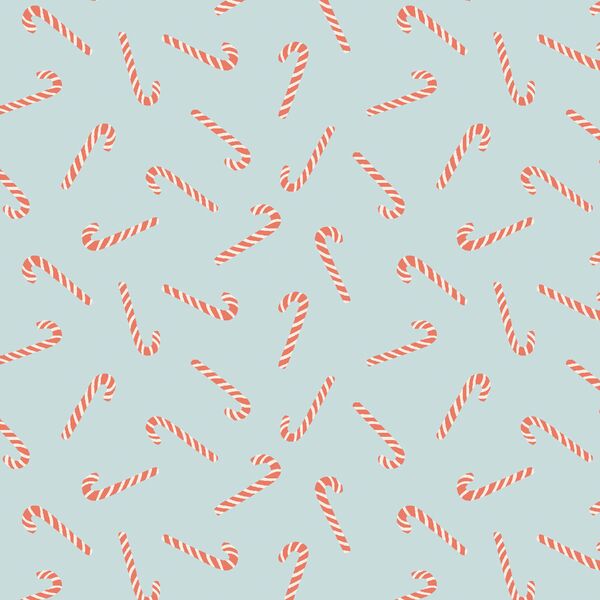 Candy Canes in Ice Winter Blue