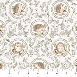 Hedgehog Damask in Cream Multi