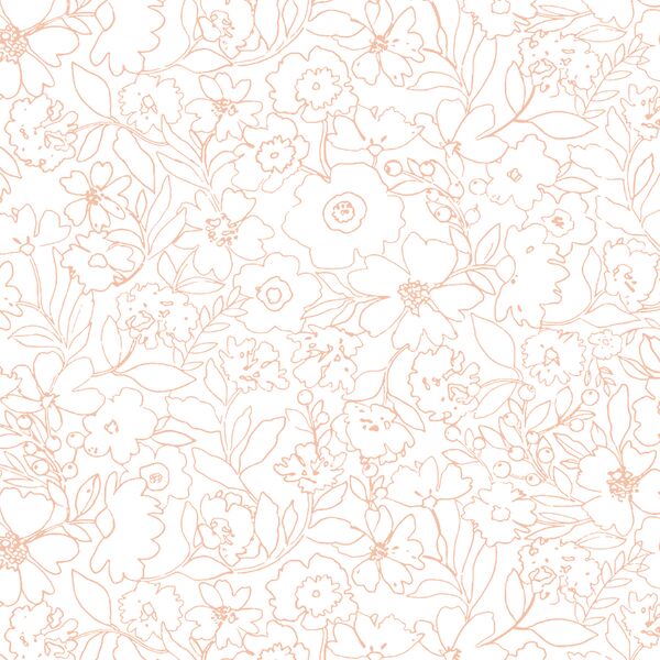 Midnight Garden in Coral Blush on White