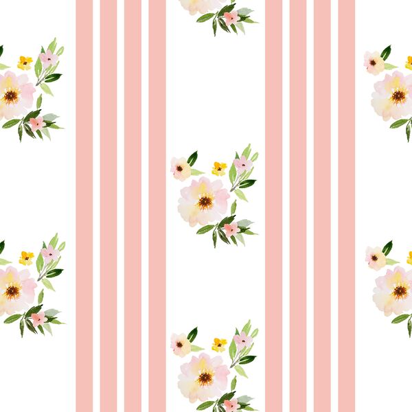 Floral Stripes in Pink Peach