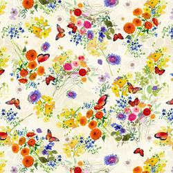 Butterfly Garden in Light Cream