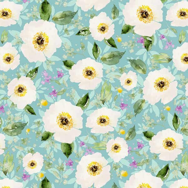 Iced Floral in Aqua Ice