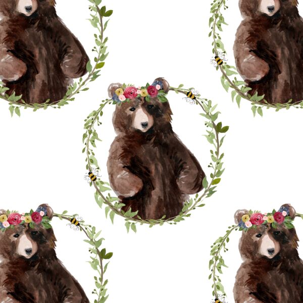 Floral Honey Bear Wreath in Autumn Bouquet