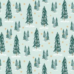 Pine Forest in Winter Green