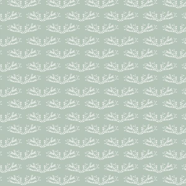 Woodland Branches in White on Muted Aqua