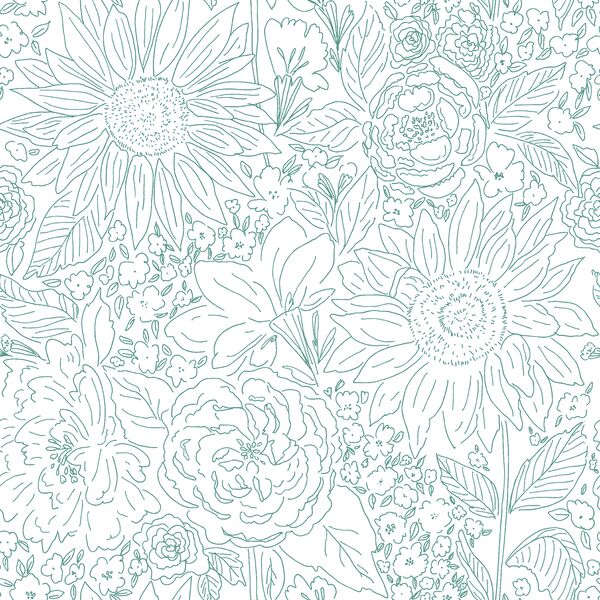 Paperie in Garden Teal on White