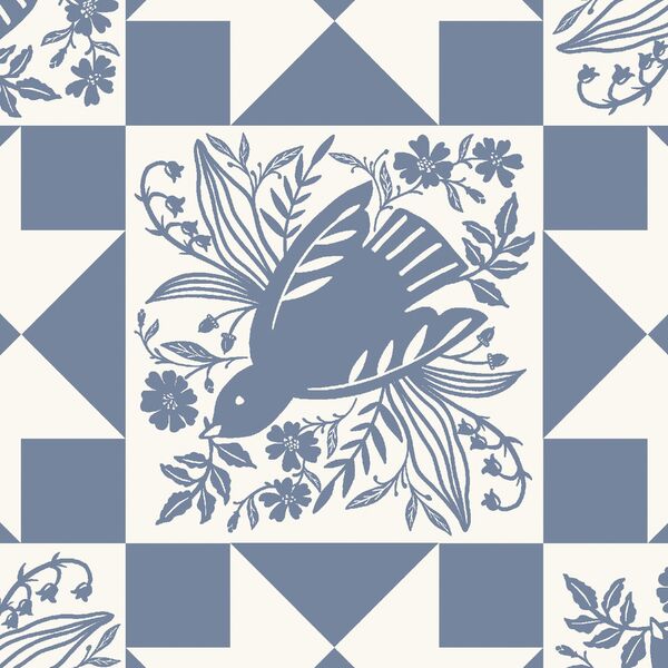 Dove Tile Faux Patchwork in Troposphere Blue
