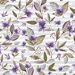 Sweet Floral on Stripes in Grey