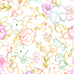 Floral Outline in White