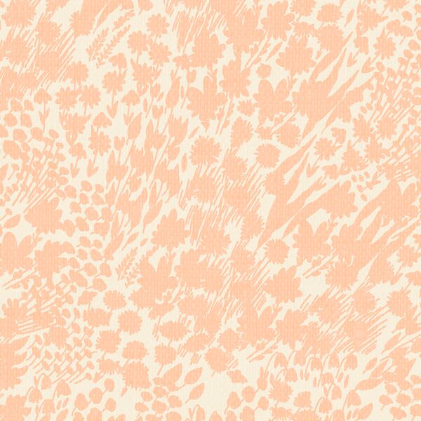 Silhouette Floral in Coral on Light Cream