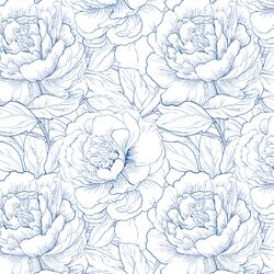 Peony Sketch in Twilight Blue