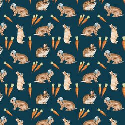 Little Cool Bunnies and Carrots in Navy