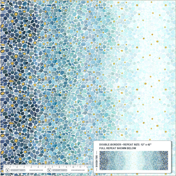Sea Glass Double Border in Sapphire